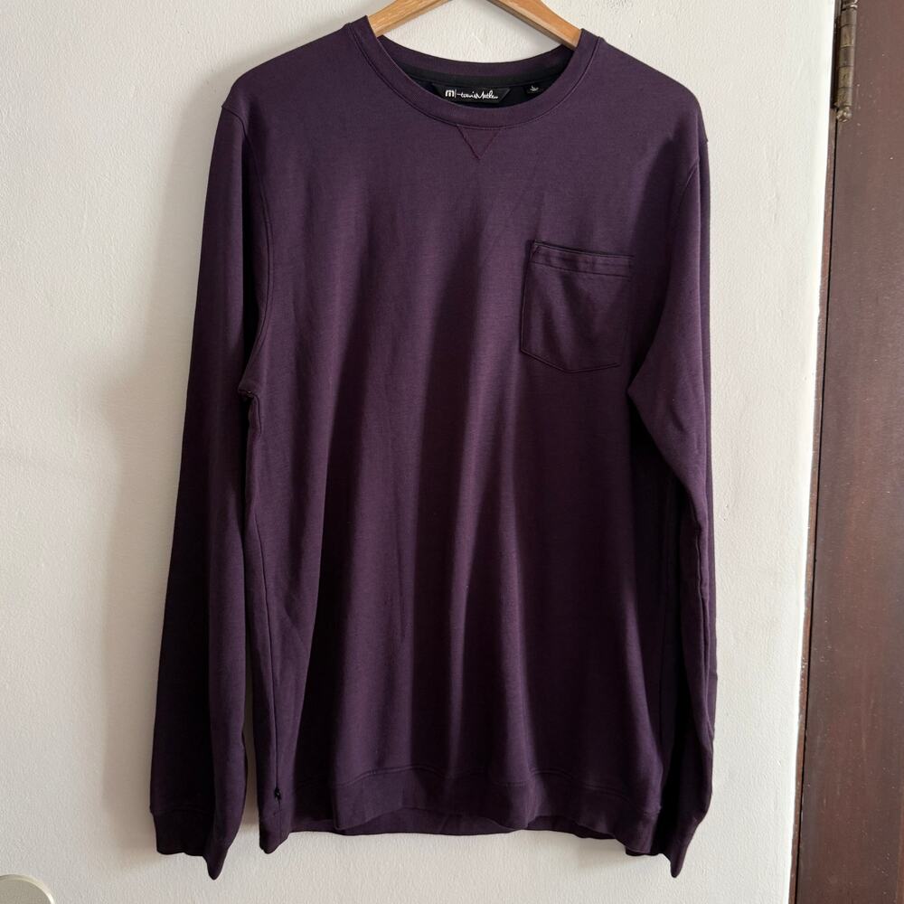 TRAVISMATHEW  Dark Purple long-sleeve crewneck pocket sweatshirt Medium